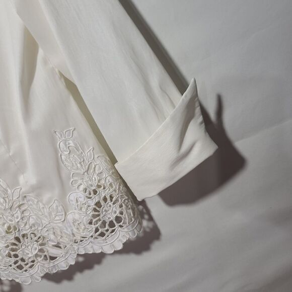 Victor Costa Vintage 70s Dimond White Cutout Shirt - Picture 2 of 11